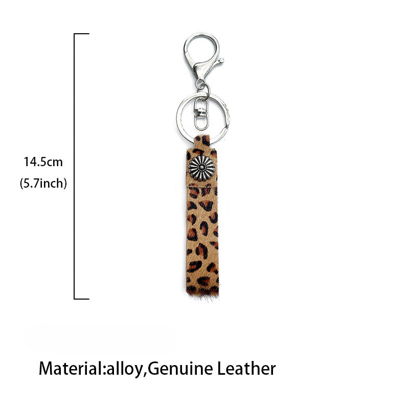 Wholesale Leopard Print Western Style Leather Wristband Keychain